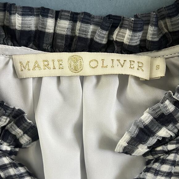 Marie Oliver Tiered Bay Organdy Check Plaid White Mini Babydoll Dress - Picture 5 of 5